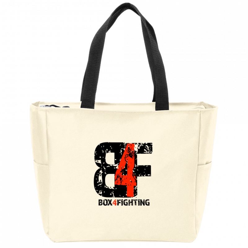 Black B4F Logo Zip Tote