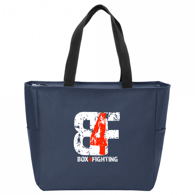 White B4F Logo Zip Tote