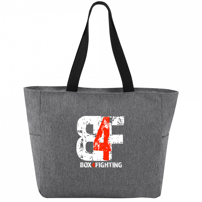 White B4F Logo Zip Tote