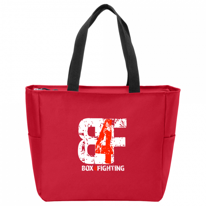 White B4F Logo Zip Tote