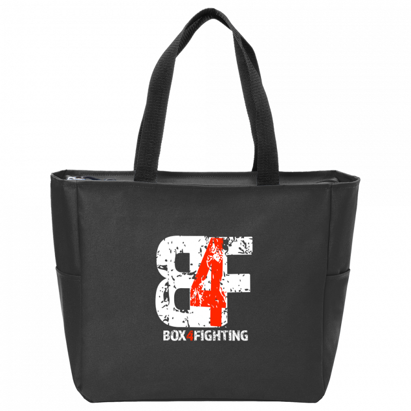 White B4F Logo Zip Tote