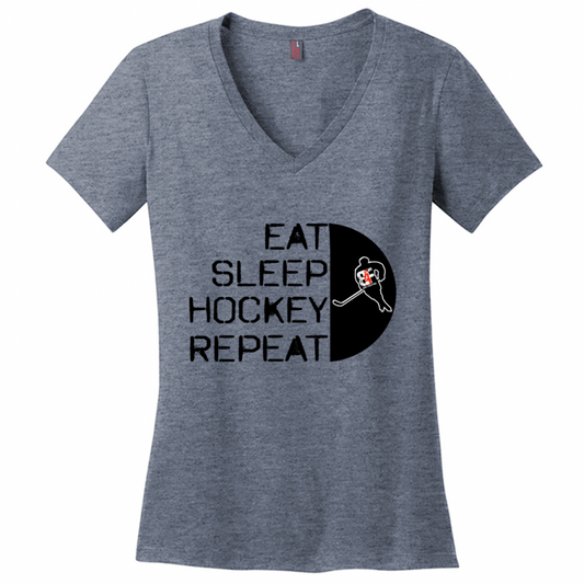 Eat Sleep Hockey Repeat V-Neck